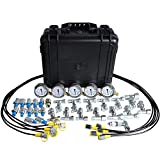 SINOCMP Hydraulic Pressure Test Kit with 5 Gauges 5 Test Hoses 13 Couplings and 14 Tee Connectors Pressure Gauge Kit Test Kit for CAT/CASE/John Deere Excavator Construction Machinery