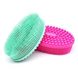 Agirlvct 2 Pack Silicone Loofah Body Scrubber, Soft Rubber Loofahs,Sponge Scrubber Brush,Loofa Bath Shower Kit,Silicon Back Scrubber Eco for Gym Massaging Travel Baby Kids Men Family(Green Red)