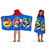 Franco HH4668 Kids Bath and Beach Soft Cotton Terry Hooded Towel Wrap, 24" x 50", Super Mario