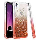 Ruky iPhone XR Case, Gradient Quicksand Series Glitter Bling Flowing Liquid Floating TPU Bumper Cushion Reinforced Corners Girls Women Case for iPhone XR 6.1 inches (2018), Gradient Coral