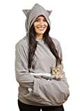 KITTYROO Cat Hoodie, The Original AS SEEN ON TV Kitty Carrying Sweatshirt, with Super Soft Kangaroo Pet Pouch (Medium) Grey