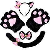 Spooktacular Creations 5 pcs Kitten Kitty Cat Costume Accessories Set for Adult and Child Cosplay Halloween Dress Up
