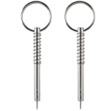 2 Pack Quick Release Pin w/Drop Cam & Spring, Diameter 1/4"(6.3mm), Total Length 3"(76mm), Effective Length 2.4"(61mm), Full 316 Stainless Steel, Bimini Top Pin, Marine Hardware
