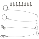 4 Pack Full 316 Stainless Steel Lanyard Cable w' Drop Cam & Quick Release Ring Prevents Loss, Plastic Coating Tether Length 12", Free Installation Screws