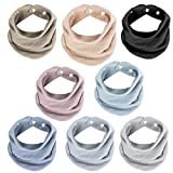 Absorbent Drooling Bibs, 2 Layers Organic Cotton Muslin Baby Bandana Bibs with Adjustable Snap Closure, Multi-Use Breathable Scarf Bibs for Unisex Newborns Infants Toddlers (Solid Color,8 Pack)