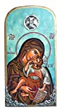 Wooden Greek Christian Orthodox Wood Icon of Virgin Mary Mother of Jesus / OP10
