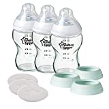 Tommee Tippee Closer to Nature 3 in 1 Convertible Glass Baby Bottles, Anti-Colic Valve  9-Ounce, 3 Count