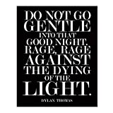 "Do Not Go Gentle Into That Good Night"-Dylan Thomas Quotes Wall Art-11 x 14" Poetic Poster Print-Ready to Frame. Modern Typographic Design. Home-Office-Classroom-Library Decor. Great Literary Gift!