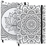 Arteza Journal Blank Page Notebooks, Set of 2, 6 x 8 Inches, 96 Sheets Each, Mandala Design, 2 Blank Art Journals with Smooth Paper, School Supplies for Planning, Writing, and Sketching