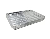 Pack of 15 Disposable Aluminum Broiler Pans – Good for BBQ, Grill Trays – Multi-Pack of Durable Aluminum Sheet Pans – Ribbed Bottom Surface - 13.40" x 9" x 0.85"