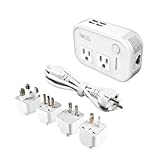 FOVAL International Travel Adapter Power Step Down 220v to 110v Voltage Converter with 4-port USB in UK European Italy Asia more than 150 Countries over the World