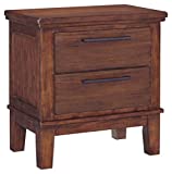 Signature Design by Ashley Ralene Mid-Century Modern Minimalist 2 Drawer Nightstand, Medium Brown