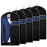 Syeeiex 40-Inch Garment Bags Suit Covers for Travel and Storage (Set of 5) Mens Suit Garment bag, Suit Bags for Closet Storage with Clear Window for Men, Suits, Coats, Black