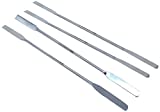 Pack of 4 Lab Micro Double Ended Spatula Square/Round End (Flat Ends 50mm x 9mm), 9" Length, Stainless Steel