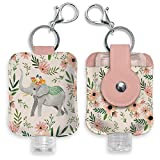 Hand Sanitizer Holder with Travel Bottle by Studio Oh! - Refillable Mini Bottle in Lucky Elephant Portable Keychain Holder Keeps Hands Clean & Germ-Free