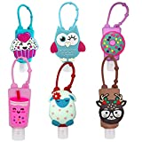 6Pcs Portable Empty Bottles Hand Sanitizer Bottles Holder Cartoon 30ml Leak Proof Refillable Plastic Travel Bottles with Detachable Silicone Protective Case Liquid Soap Containers for Kids (Style A)