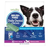 Vetality Brush Free Daily Dental Care Chews for Dogs | Cleans Teeth and Freshens Breath | 30 Count | B.E.S.T. Complex Provides Complete Oral Cleaning and Tartar Control