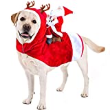 Kyerivs Dog Christmas Costume Dog Santa Claus Costume Dog Cat Christmas Holiday Outfit Pet Christmas Clothes Running Santa Claus Riding on Pet for Medium to Large Sized Dogs XXL