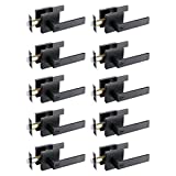 (10 Pack) Black Bed /Bath Room Door Lever for Privacy Bathroom and Interior Door Heavy Duty Door Lock Handle Matt Black Finish, HTL01-BM-BK-10P