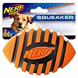 Nerf Dog Rubber Football Dog Toy with Spiral Squeaker, Lightweight, Durable and Water Resistant, 5 Inch Diameter for Medium/Large Breeds, Single Unit, Orange (8915)