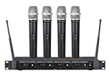 GTD Audio 4 Handheld Wireless Microphone Cordless mics System, Ideal for Church, Karaoke, Dj Party, Range up to 300 ft,