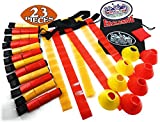Matty's Toy Stop Deluxe 14-Man Flag Football Set with 7 Yellow Belts, 7 Red Belts, 4 Yellow Cones, 4 Red Cones, 1 Red Beanbag Flag & Storage Bag