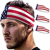 E Tronic Edge Headbands for Men & Women - Sweat Bands for Workout, Running, Football and Basketball - Quick-Drying, Non-Slip Sports Headband for Long Hair, USA