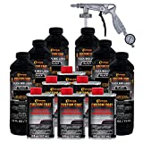 Custom Coat Black 1.5 Gallon (6 Quart) Urethane Spray-On Truck Bed Liner Kit with Spray Gun and Regulator - Easy 3 to 1 Mix Ratio, Just Mix, Shake and Shoot It - Durable Textured Protective Coating
