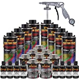 Custom Coat Charcoal Metallic 2 Gallon (8 Quart) Urethane Spray-On Truck Bed Liner Kit with Spray Gun and Regulator - Easy Mixing, Shake, Shoot - Textured Protective Coating, Prevent Rust - Car, Auto