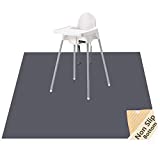 Splat Mat for Under High Chair/Arts/Crafts, WOMUMON Washable Spill Mat Waterproof Anti-Slip Floor Protector Splash Mat, Messy Mat and Table Cloth (Gray)