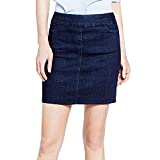 SLIM-SATION Women's Size Wide Band Solid Skort, Denim, 6