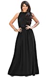 KOH KOH Womens Long Sexy Sleeveless Bridesmaid Halter Neck Wedding Party Guest Summer Flowy Casual Brides Formal Evening A-line Gown Gowns Maxi Dress Dresses, Black L 12-14