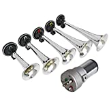 Spec-D Tuning 5Pc 12V 125Db Chrome Car Truck"La Cucaracha" Musical Air Horn + Compressor