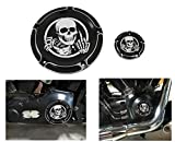 AUFER Black Skull Edge 5-Hole Derby Timer Timing Engine Cover Fit For 1999-2014 Twin Cam Touring Road King Electra Glide FLHR FLHX FXST Dyna Softail