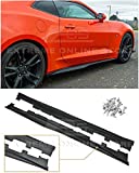Replacement For 2016-2022 Chevrolet Camaro LT LS RS SS | ZL1 Style Side Skirts Rocker Panel Extension Pair (ABS Plastic - Primer Black)