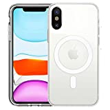 HVDI Clear Magnetic Case for iPhone X/Xs with Mag-Safe Wireless Charging, Soft Silicone TPU Bumper Cover, Thin Slim Fit Hard Back Shockproof Anti-Yellow Protective Case for iPhone Xs/X(5.8 inch)