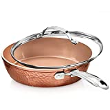 Gotham Steel Hammered Copper Collection  10 Nonstick Fry Pan with Lid, Premium Cookware, Aluminum Composition with Induction Plate for Even Heating, Dishwasher & Oven Safe