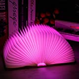 Veesee 8 Colors Folding Present Book Lamp, Upgraded Version Portable Desk Light, Novelty LED Paper Lantern with USB Rechargeable Creative Gift Night Light (8.5x6.3x0.9in)