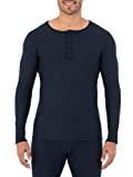 Fruit of the Loom Men's Classic Midweight Waffle Thermal Henley Top, Navy, Large