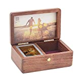 SOFTALK Vintage Square Jewelry Box -Natural Wood Musical Boxs with Customizable Photos Wind Up Decorative Box Keepsake Gift Box Case for Gifts for Christmas,Birthday and Valentine's Day Tone : Can't help falling in love