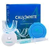 Cali White Teeth Whitening Strip Kit with LED Light + Batteries - Organic Peroxide Teeth Whitening Gel - Fast Teeth Whitening for Sensitive Teeth - 2x5ml Syringes, Thermoform Whitening Trays & Case