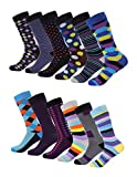 Mio Marino Men's Dress Socks - Colorful Funky Socks for Men - 12 Pack - Funky Cluster - 10-13