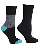 Steve Madden Legwear Women's 2PK Lurex Boot Sock SM45289, Black, 9-11