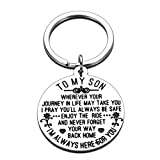 to My Son Inspirational Gifts Keychain for Son Men from Mom Dad Christmas Birthday Graduation Wedding Gift for Him Sons Kids Boys Teen Adult Son I’M Always Here for You Family Keychains Present