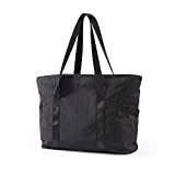 BAGSMART Women Tote Bag, Large Shoulder Bag, Top Handle Handbag with Yoga Mat Buckle for Gym, Work, School Black