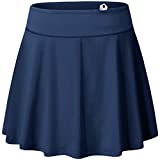 Blevonh Golf Skirts for Women Plus-Size Sports Skorts Ladies Stretchy Waistband Pleated Hem Tennis Skirt with Leggings Summer Relaxed Exercise Fitness Active Wear Navy Blue XL