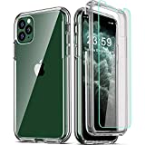 COOLQO Compatible for iPhone 11 Pro Case 5.8 Inch, with [2 x Tempered Glass Screen Protector] Clear 360 Full Body Coverage Silicone [Military Protective] Shockproof for iPhone 11 Pro Cases Phone Cover