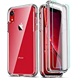 COOLQO Compatible for iPhone XR Case, with [2 x Tempered Glass Screen Protector] Clear 360 Full Body Coverage Hard PC+Soft Silicone TPU 3in1 [Heavy Duty Shockproof Defender] Phone Protective Cover