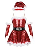 TiaoBug Kids Girls Christmas Santa Claus Costume Princess Tutu Dress Up Ballet Dance Costumes Halloween Cosplay Party Outfits Red 10