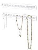 Heesch Necklace Holder, Acrylic Necklace Hanger, Wall Mont Necklace Organizer, Jewelry Hooks for Necklaces, Bracelets, Chains (2-pack Clear)